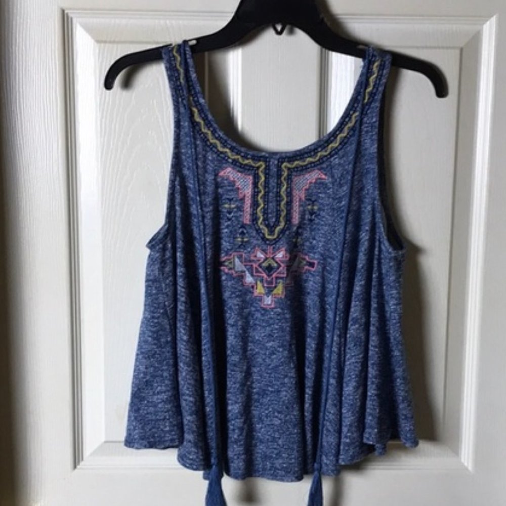 Flying Tomato Crop Tank Top Blue Medium